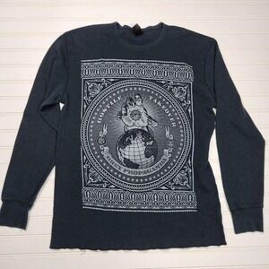 Obey Propaganda Men's Black Knit Thermal Long Sleeve Tee Large